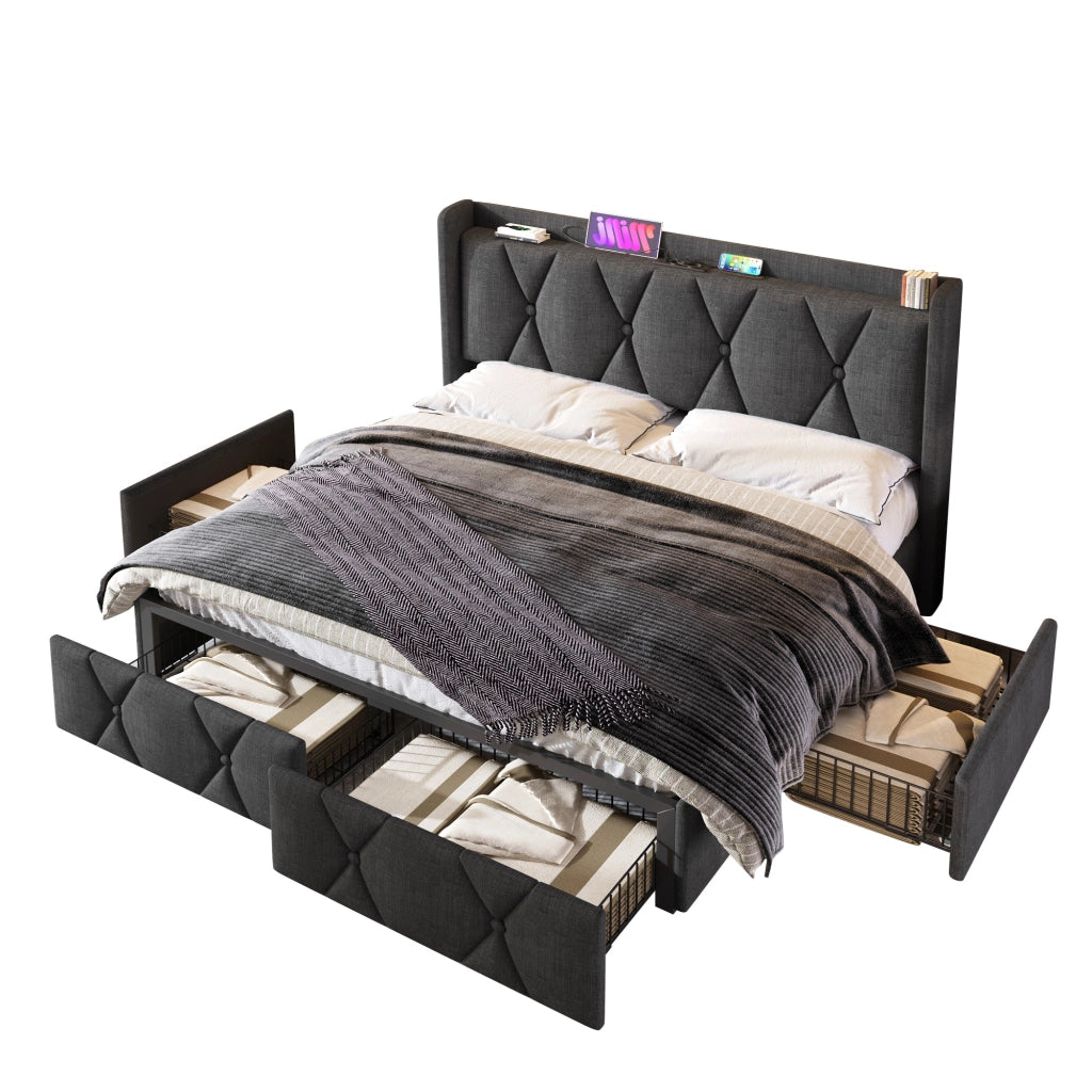letto imbottito lino grigio 140x200 cm