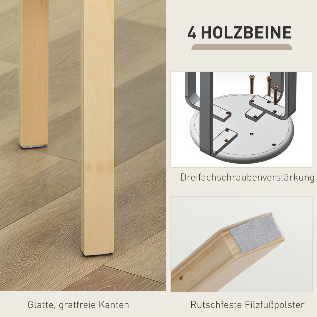 Pouf Imbottito Set 4 Pezzi ¨C Xylo ¨C Impilabile Legno Marrone