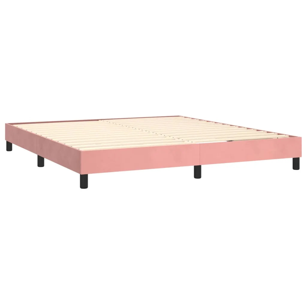 Giroletto a Molle con Materasso Rosa 160x200 cm in Velluto 3130972
