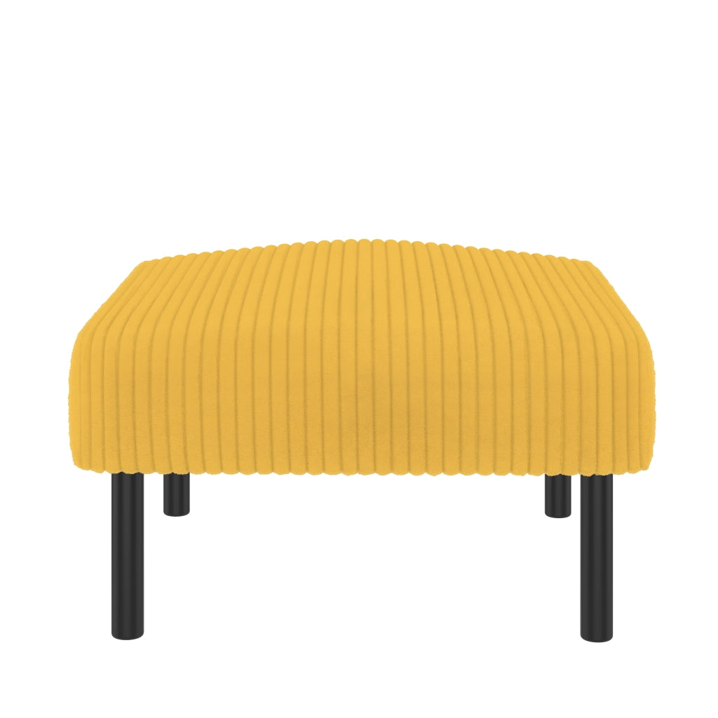 Pouf Reposapiedi in Velluto a coste con Seduta imbottita, Giallo, 56 × 51 × 39 cm