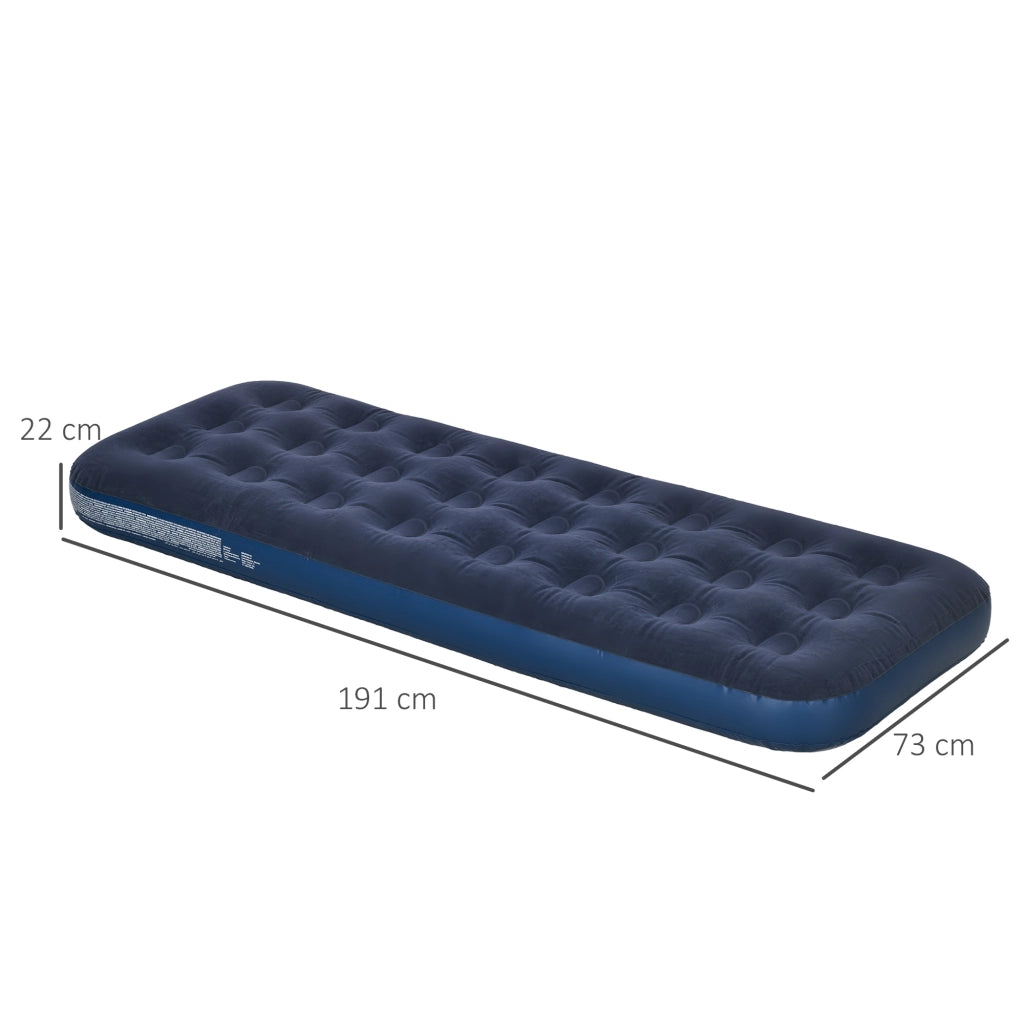 Letto Singolo Gonfiabile ¨C Minimal ¨C Blu 73x191x22 cm