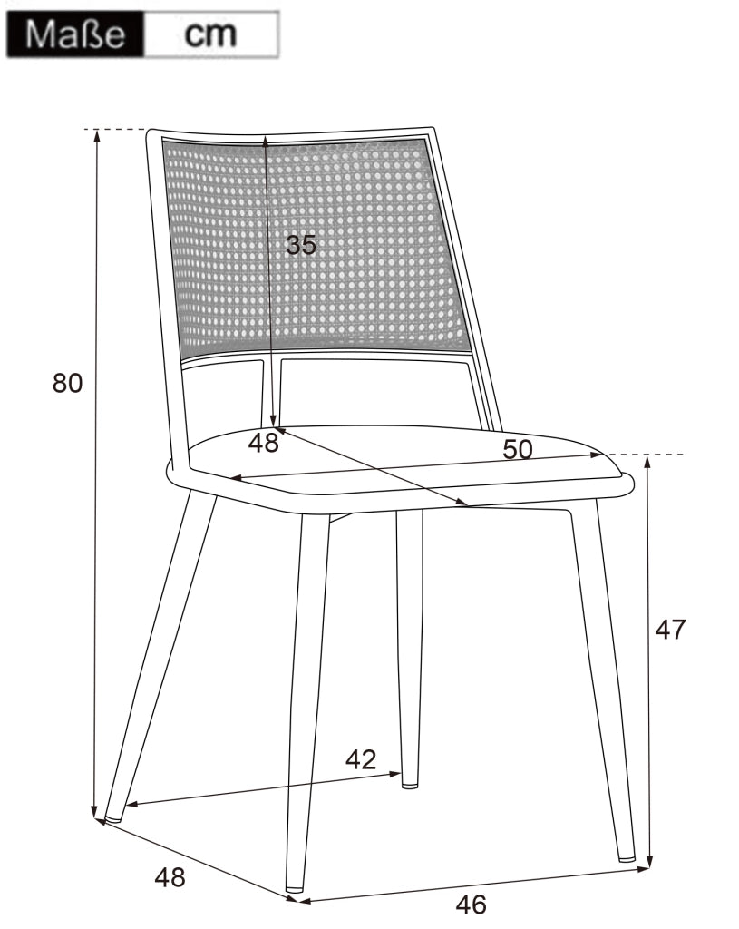 Set di 2 sedie da pranzo con schienale in rattan e seduta in PU per sala da pranzo in rattan beige