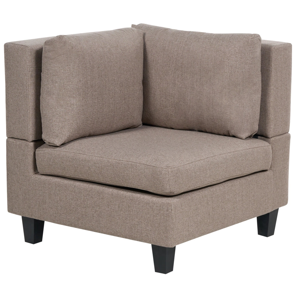 Divano moderno modulare a 3 posti imbottito tessuto poliestere marrone con schienale imbottito stile moderno classico