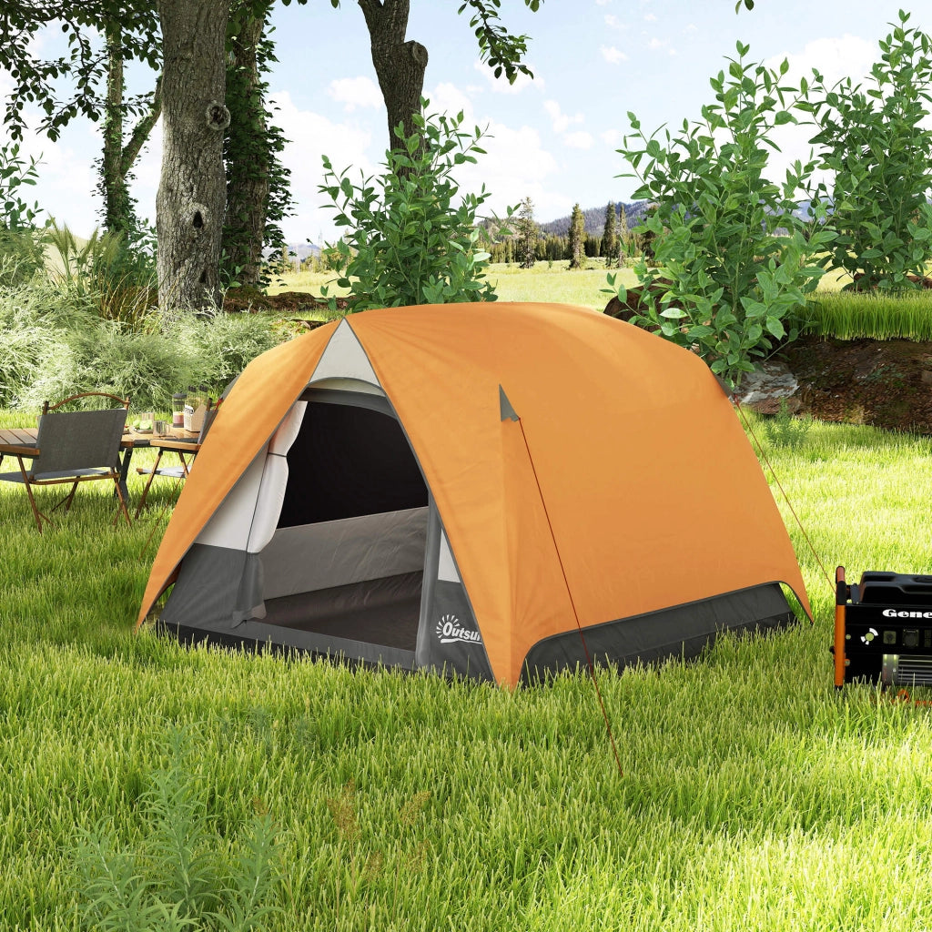 Tenda da Campeggio-Tenda per Escursionismo  per 3 Persone Impermeabile con Tasca, Gancio per Lanterna e Borsa, 2x2x1.35m, Arancione