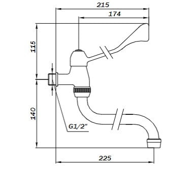 Rubinetto rovesciato per lavabo a parete con leva clinica - Idral