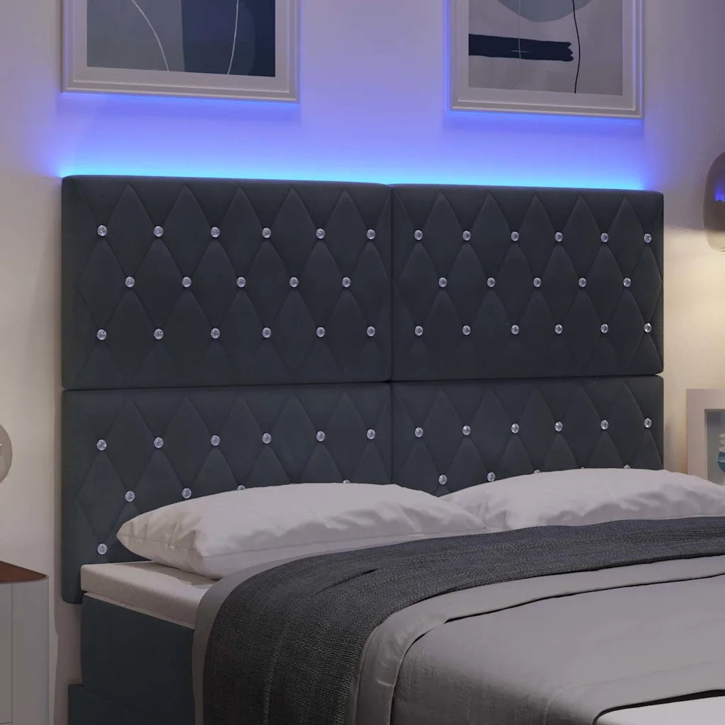 Testiera LED con strisce LED Grigio scuro 160 cm Velluto 3338367