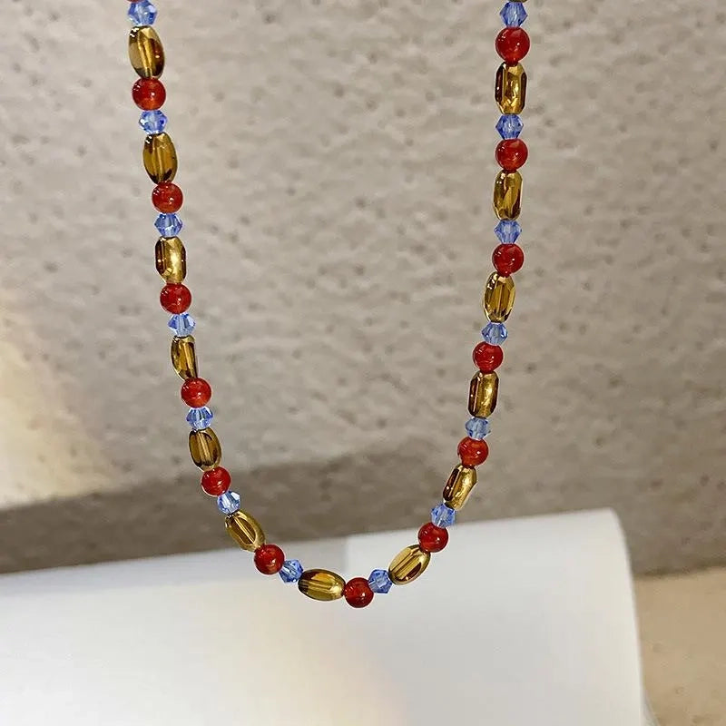 Collana vintage fatta a mano con perline di cristallo marrone, regalo di Natale per donna, regalo di compleanno