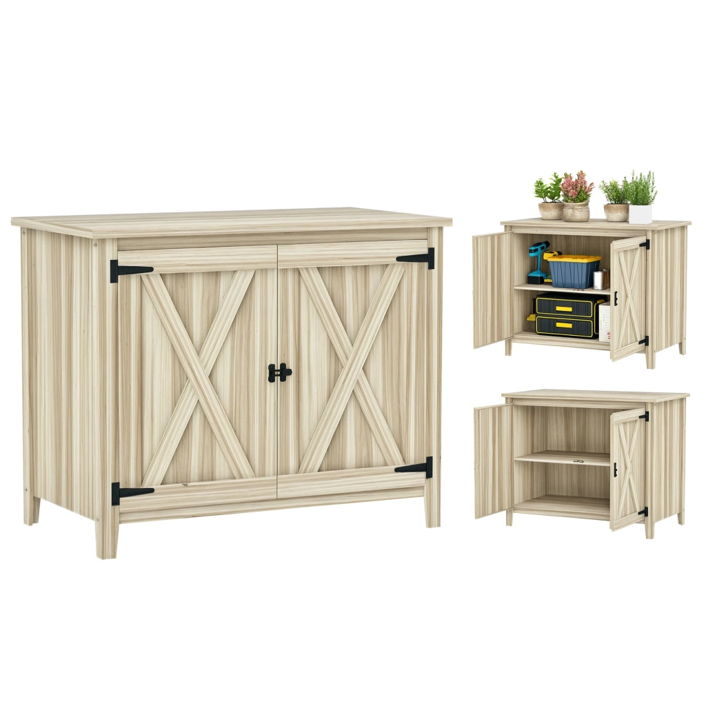 Armadio da giardino in legno con ante e ripiani ¨C Xylo ¨C 110x60x88.5cm naturale
