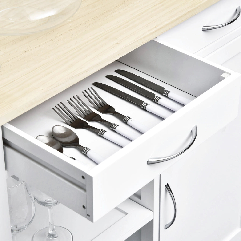 Tavolo da Cucina con 2 Cassetti e Ruote ¨C Minimal ¨C Bianco 89x40x84