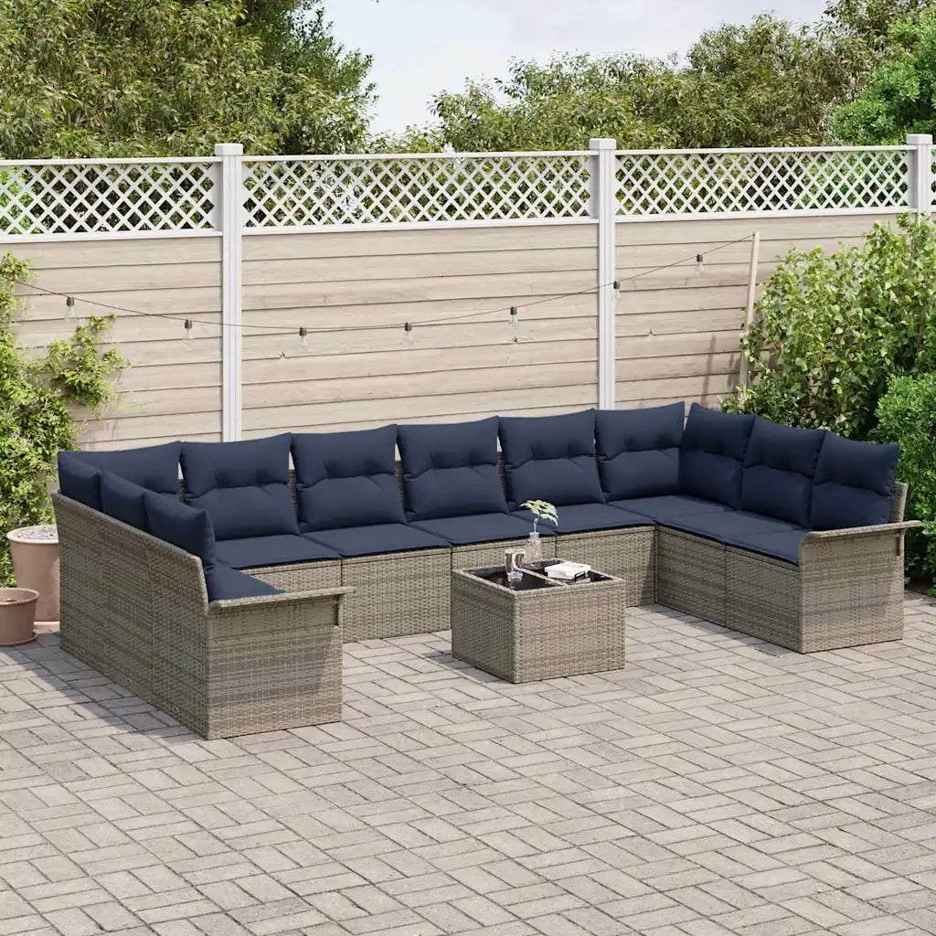 Set Divano da Giardino 11 pcs Grigio polyrattan 3354224