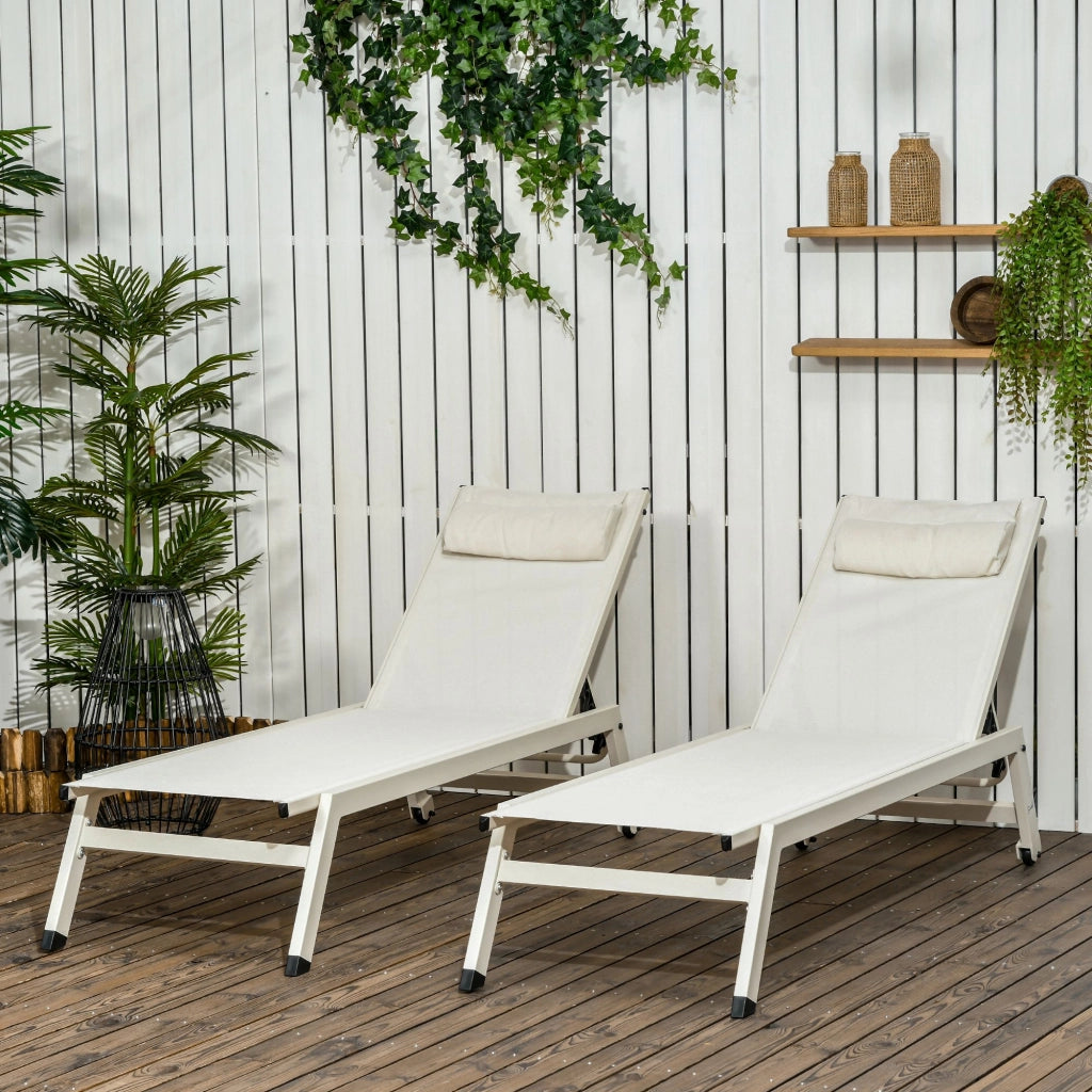 Lettino Prendisole Reclinabile 2 Posti ¨C Minimal ¨C Alluminio Poliestere Beige 55x195x30 cm