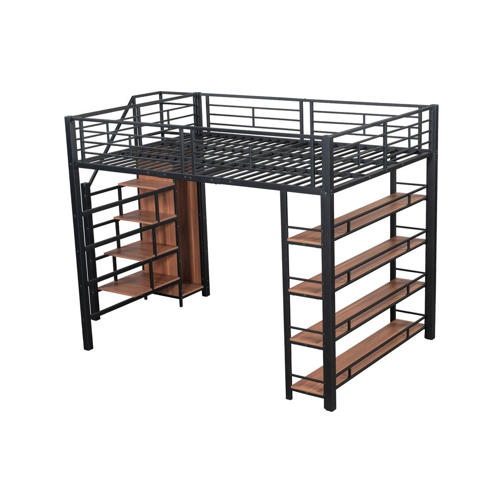 Letto a Soppalco Singolo con Armadio e Contenitore ¨C MINIMAL ¨C Nero 140x200