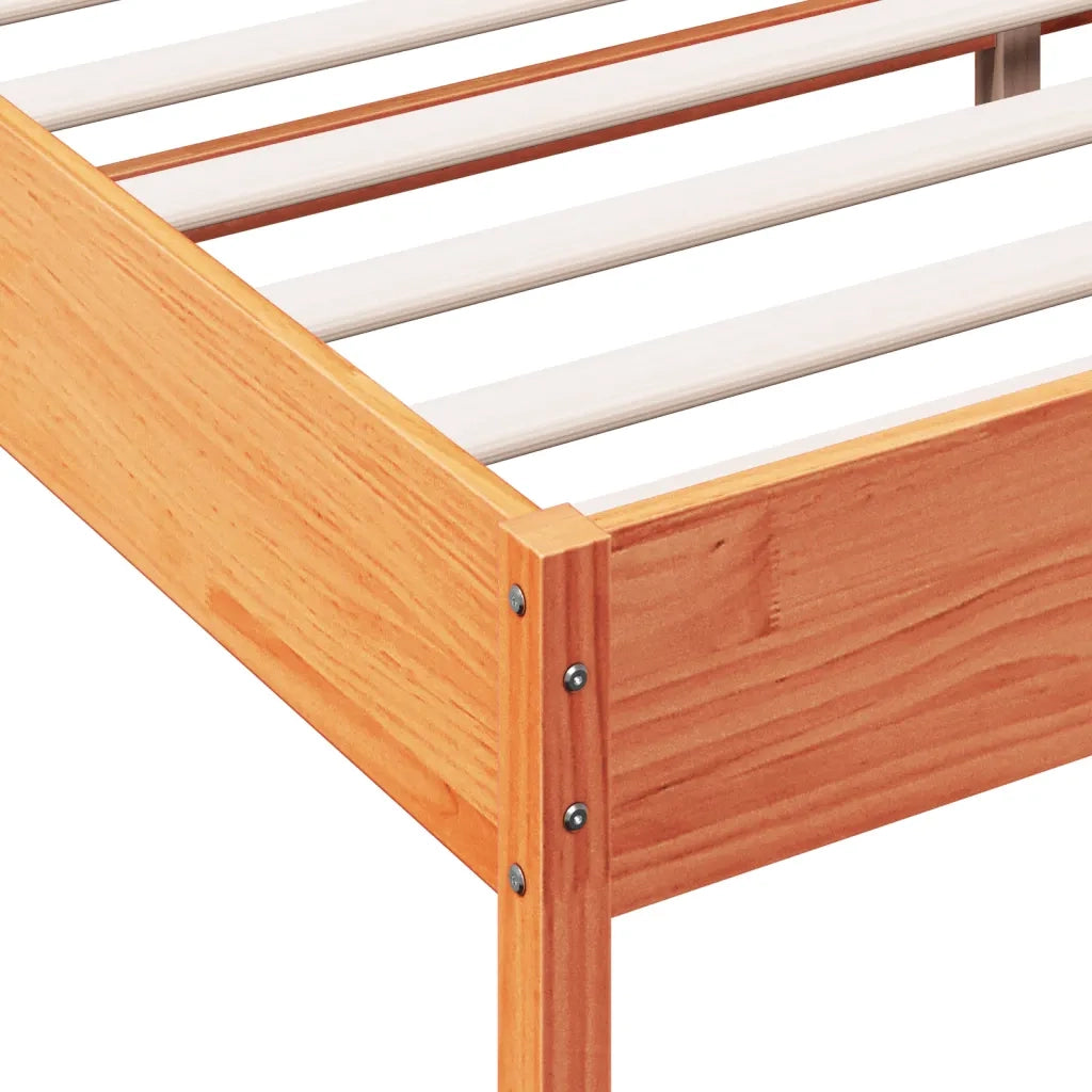 Letto senza Materasso-Struttura Letto Marrone Cera 135x190 cm in Legno di Pino 587745