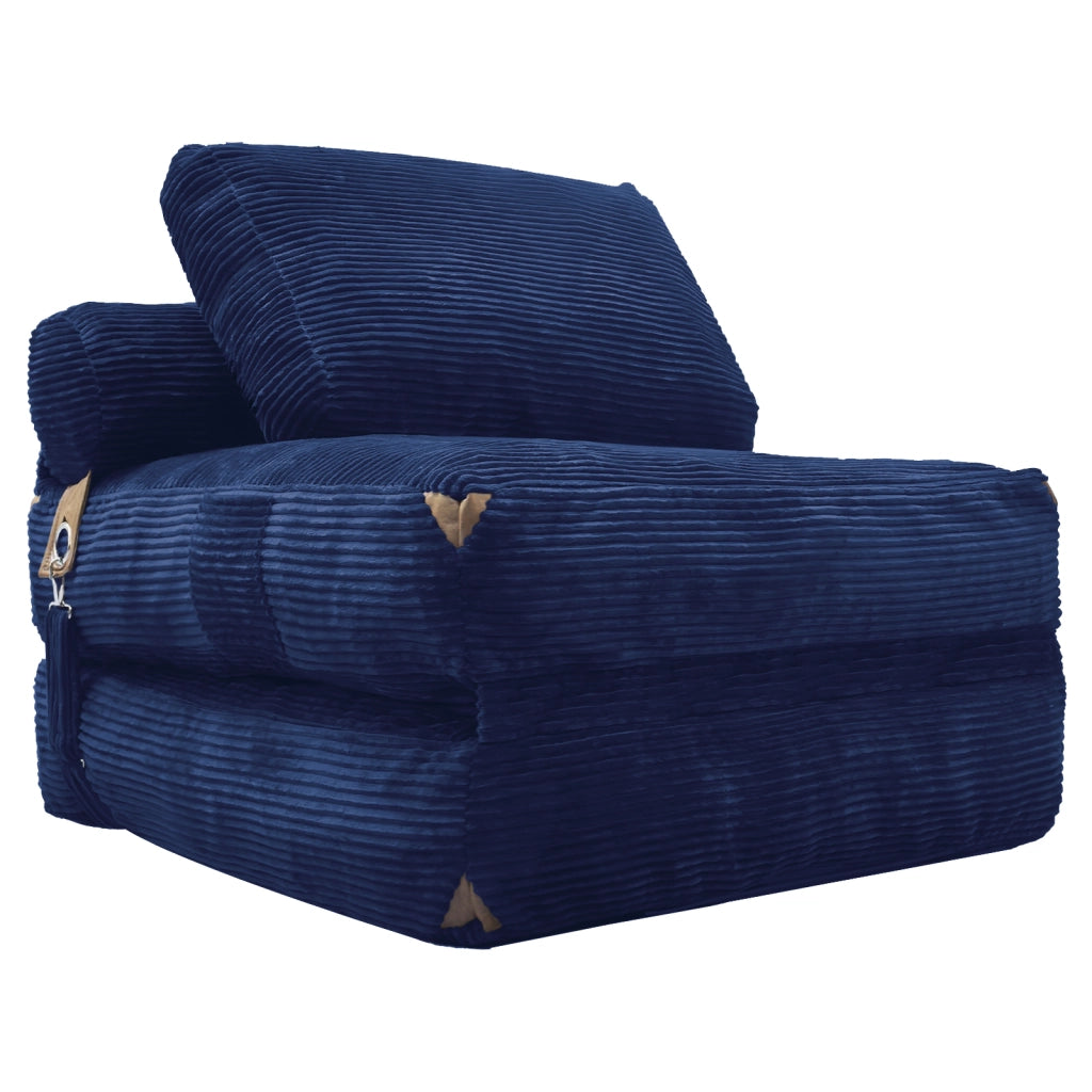 Divano letto compatto con imbottitura ad alta resilienza e design salvaspazio per soggiorno in flanella blu