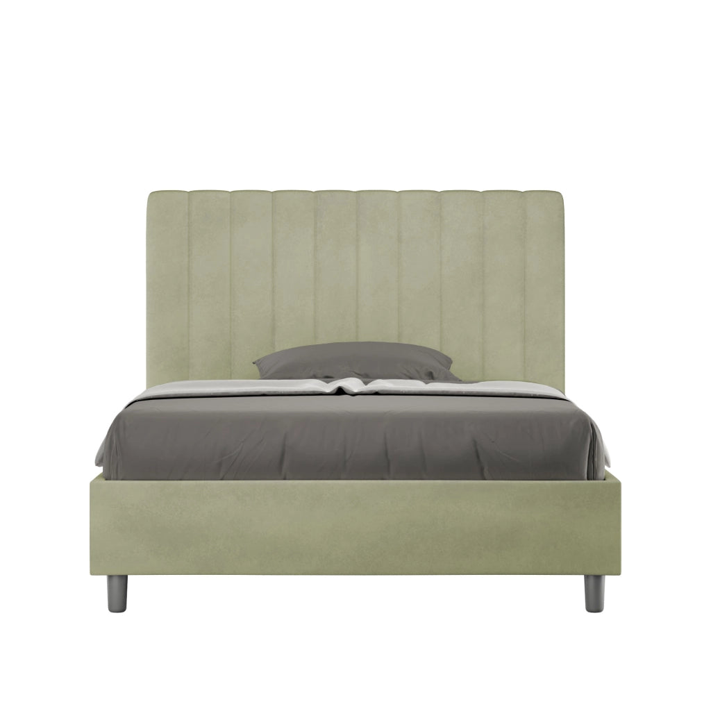 BS COM Letto una piazza e mezza contenitore imbottito 120x210 microfibra tè verde