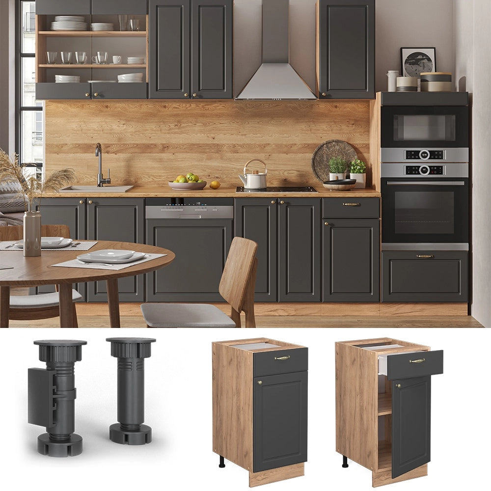 Mobiletto base per cucina Fame-Line Antracite-oro/Rovere dorato 40 cm, PL Antracite Vicco