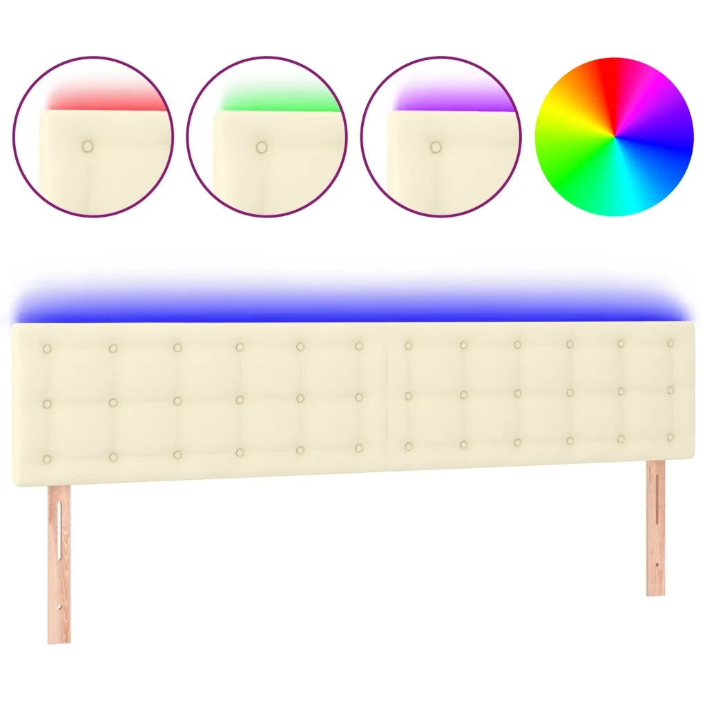 Testiera | Testata Crema a LED 200x5x78/88 cm in Similpelle