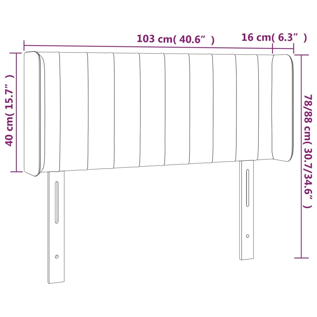 Testiera ad Orecchio-Testata con Orecchie Rosa 103x16x78/88 cm in Velluto 493008