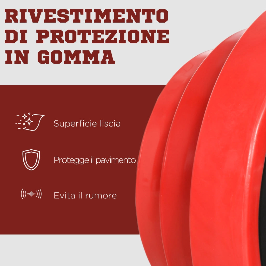 Set Manubri Palestra con Pesi 40kg ¨C zephmum ¨C Rosso, Metallo, Gomma, 45x26x26 cm