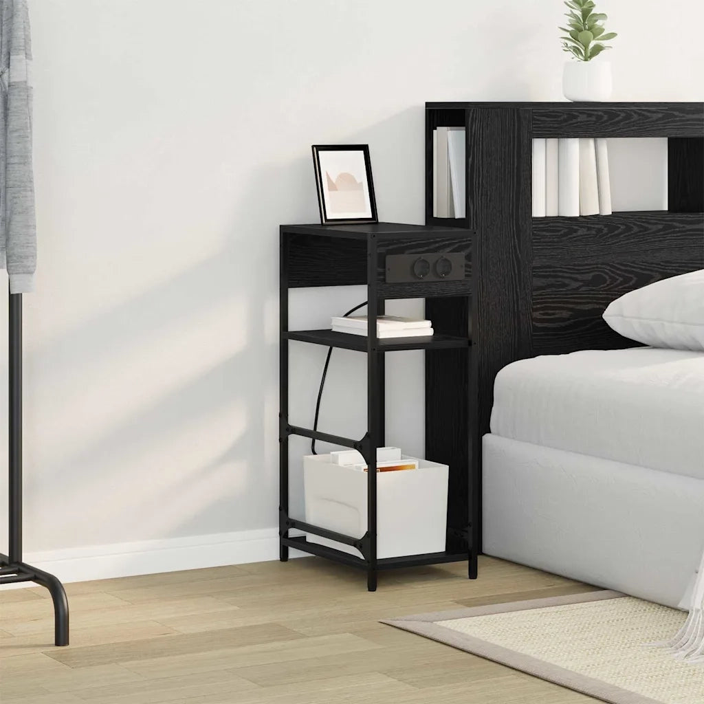 Armadio da Notte Rovere Nero 40 x 27 x 76 cm Legno multistrato 859570