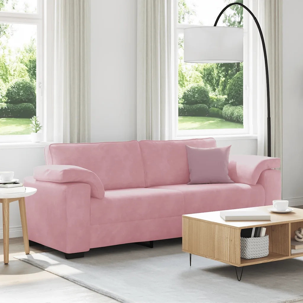 Divano a 3 Posti rosa 220x77x82 cm in Velluto 4105280
