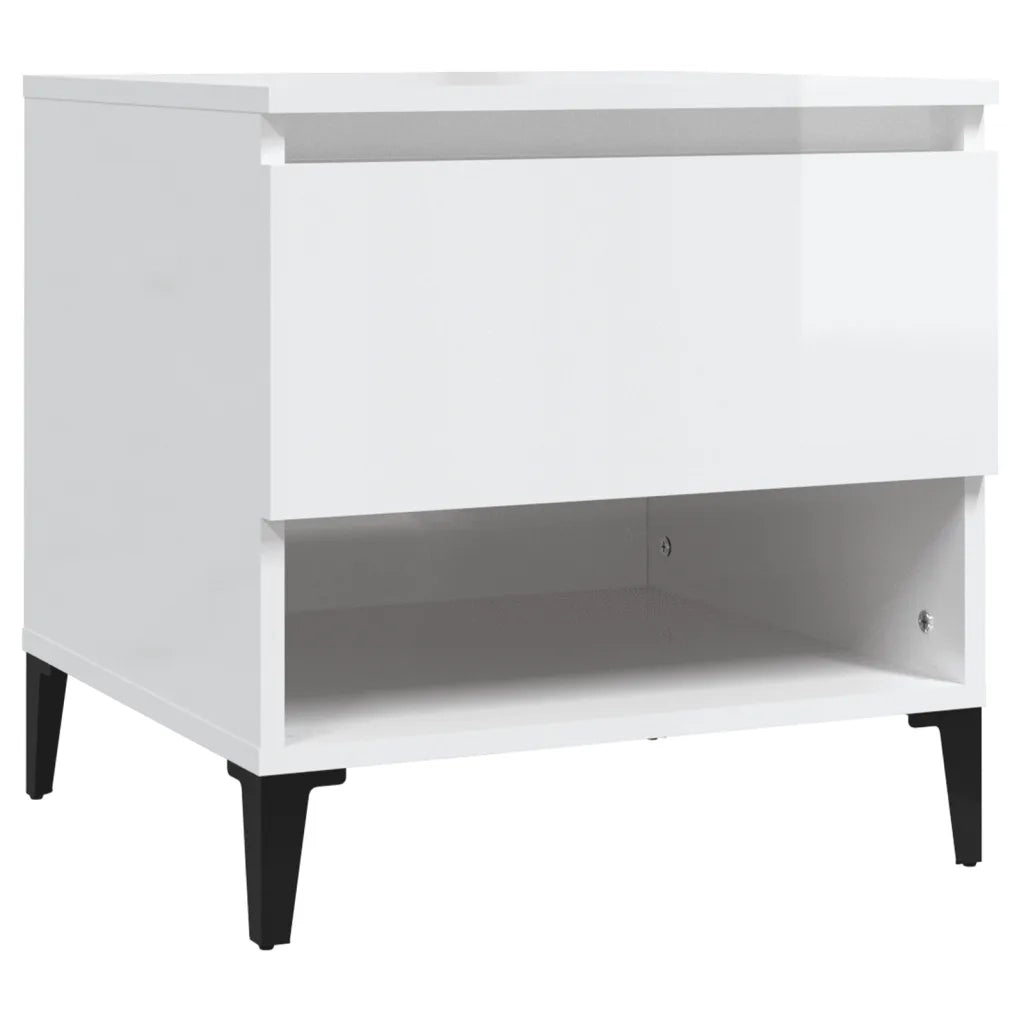 Tavolino Bianco Lucido 50x46x50 cm in Legno Multistrato 819552