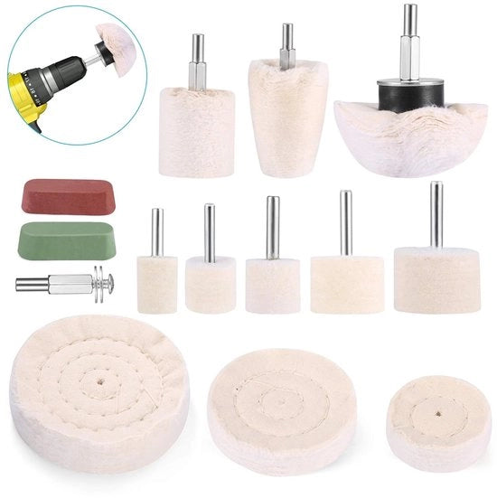 Set di pulitura per trapano e attrezzi da precisione - dischi di pulitura e pasta di pulitura