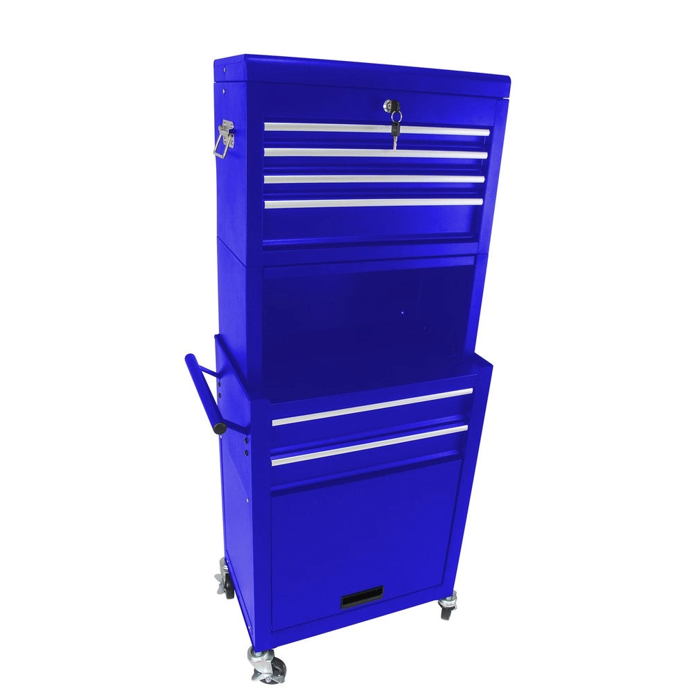 Cassettiera Mobile da Lavoro su Ruote 2 in 1 ¨C MINIMAL ¨C Blu, 6 Cassetti