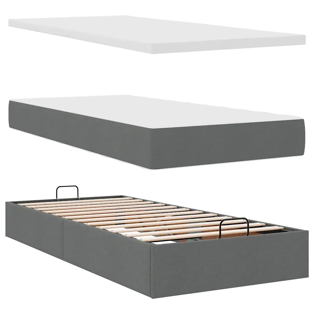 Struttura Letto Pouf con Materasso 90x190 cm in Tessuto 3313203