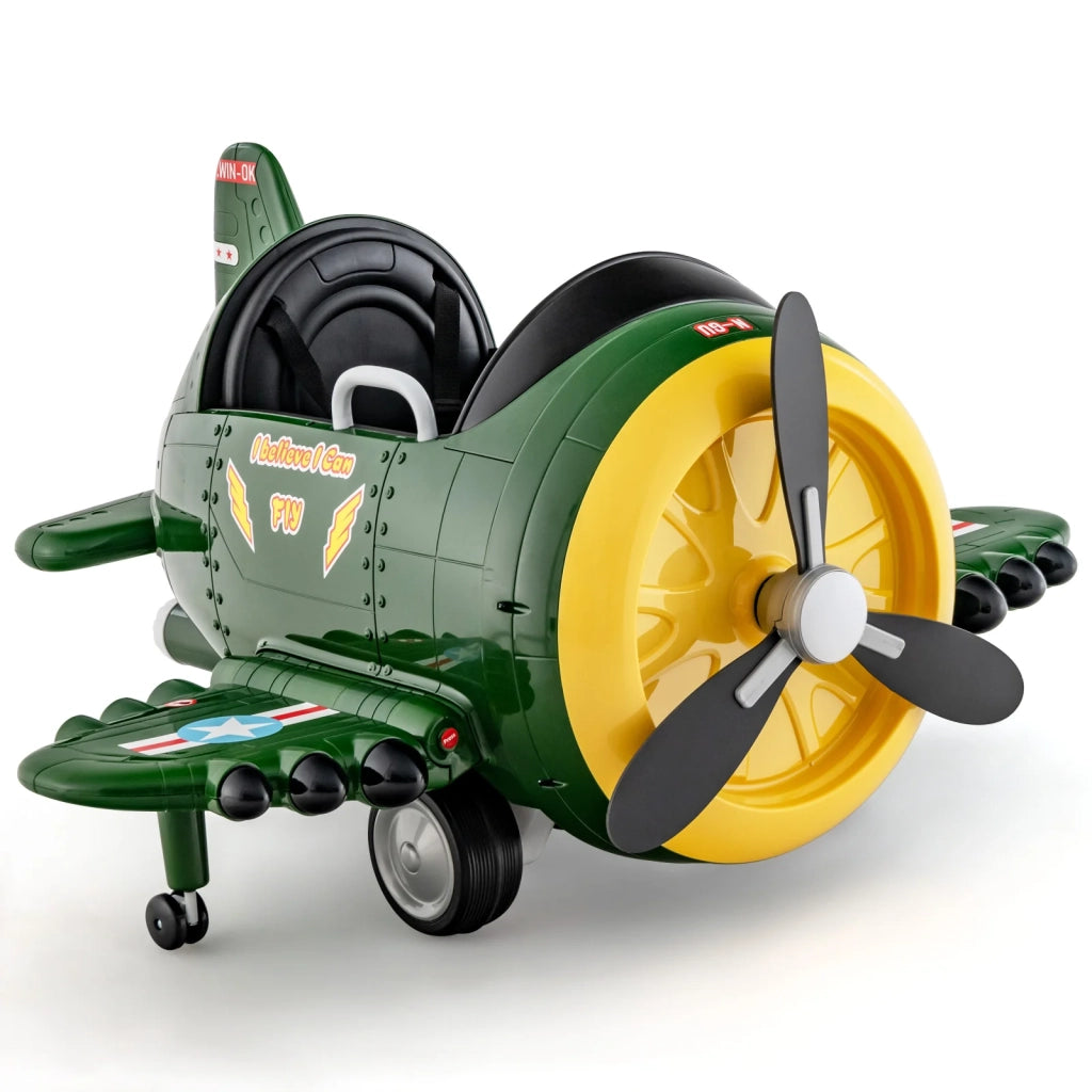 Aereo elettrico per bambini 124 x 100 x 62 cm controllo parentale telecomando design carino PP verde 20_0017629