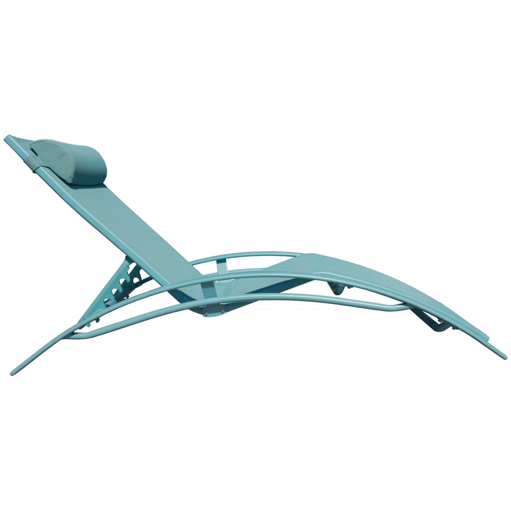 Set di 2 sedie a sdraio GALAPAGOS in textilene azzurro - alluminio azzurro