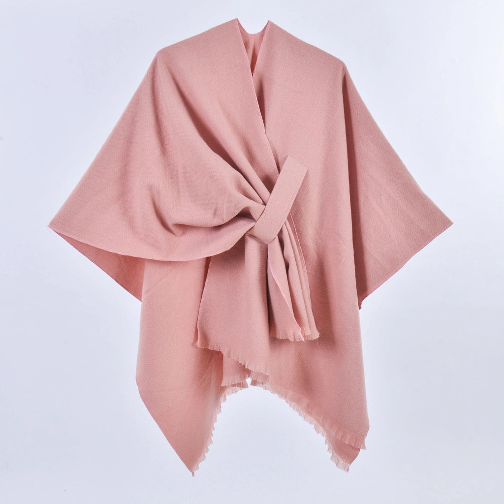 Nuovo mantello caldo da donna, semplice scialle in cashmere a tinta unita con spacco su entrambi i lati
