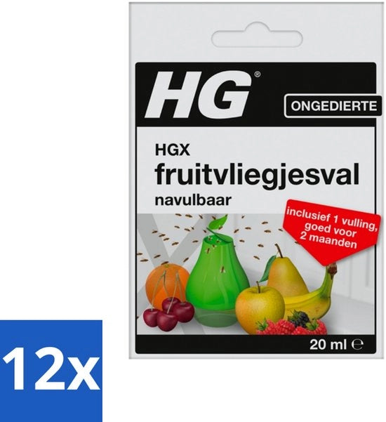 Fruitvliegjesval Navulbaar - Inclusivo 1 Filtro - 20 ml - Confezione Economica - 12 pezzi