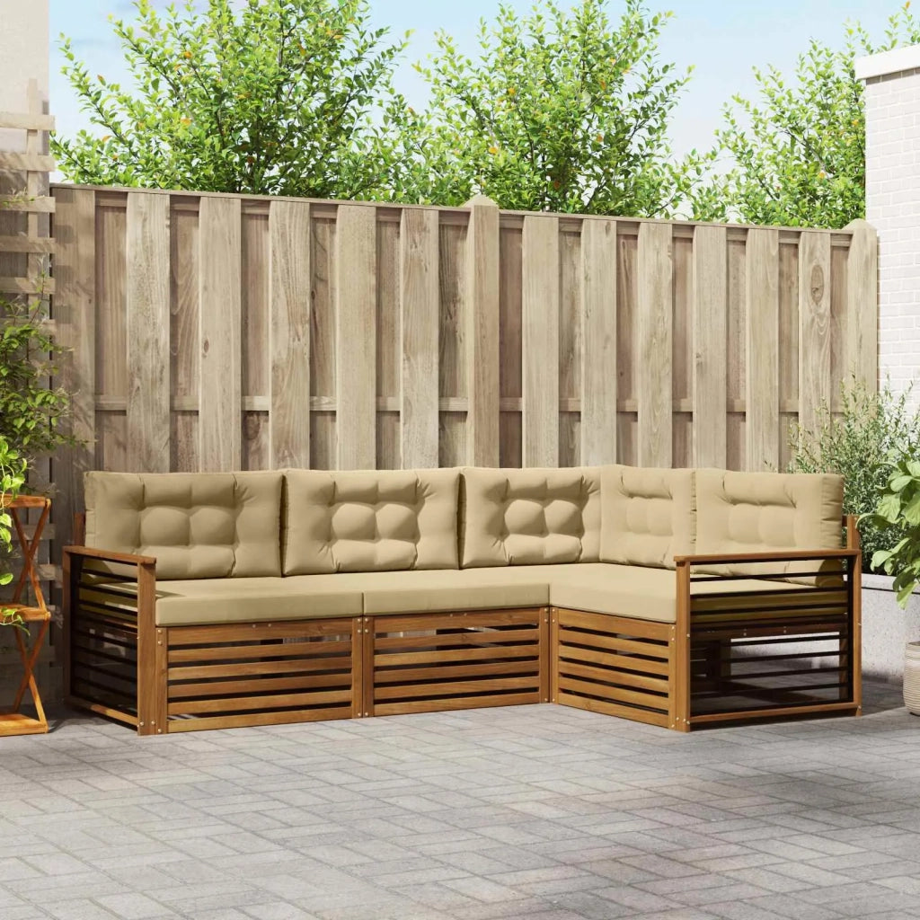 Set di divani da esterno con cuscino 4 pcs Naturale e Beige 3373393