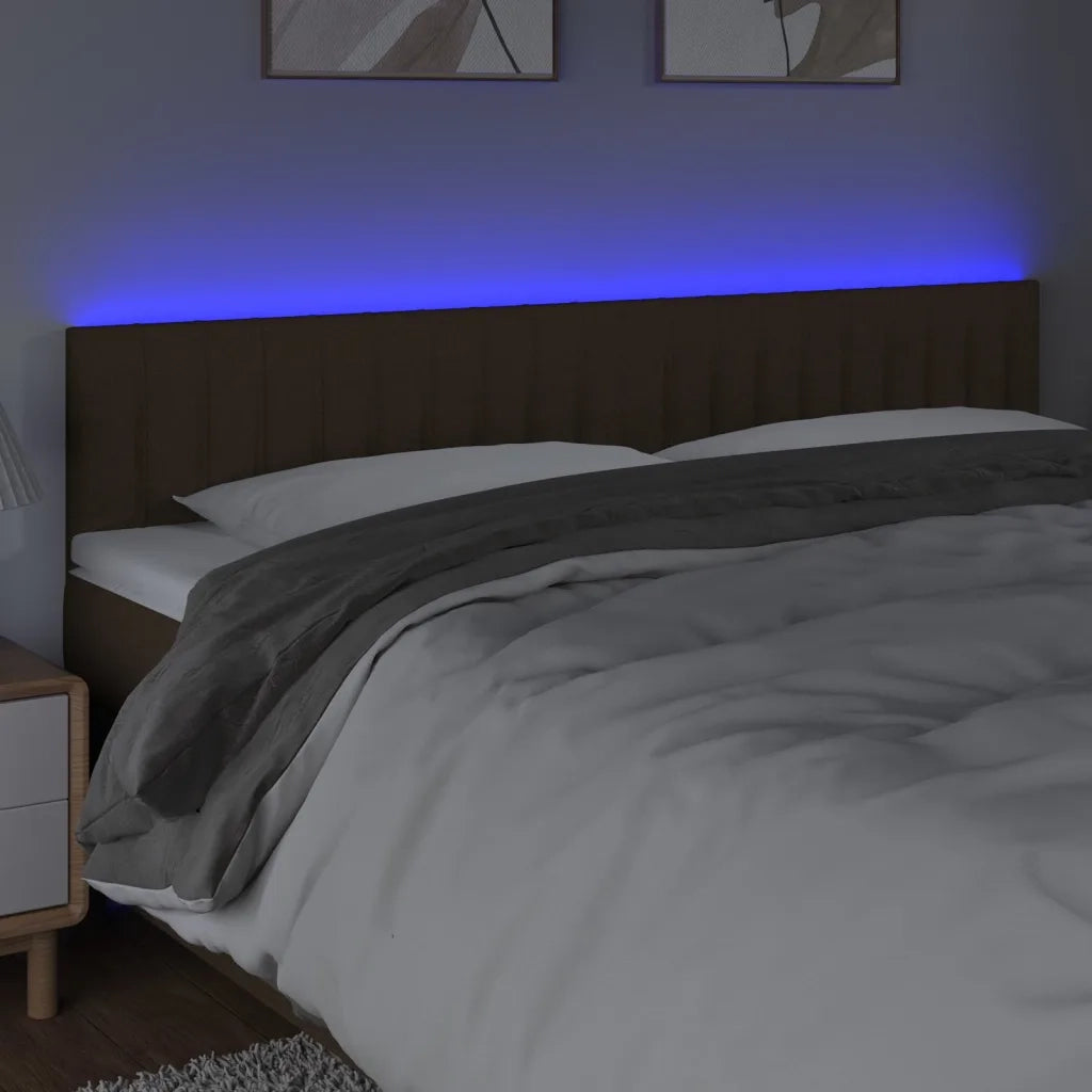 Testiera | Testata a LED Marrone Scuro 160x5x78/88 cm in Tessuto
