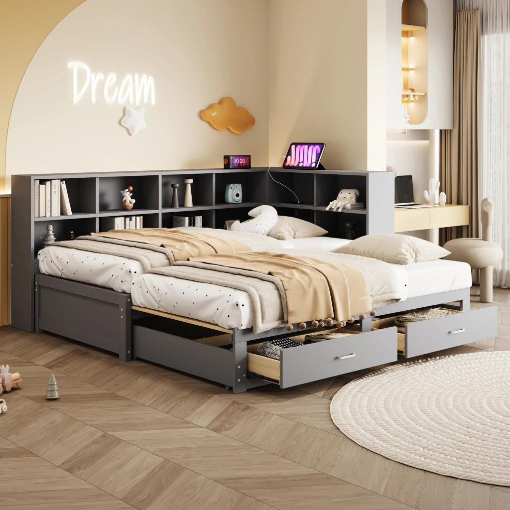 Letto estraibile con funzione divano in legno grigio 180x190 cm