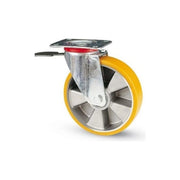 Avo Valsecchi 61633 37BIS Ruota Industriale con Piastra Girevole e Freno Diametro 100 mm Materiale Poliuretano AVOLAN Portata 200 Kg colore Nero