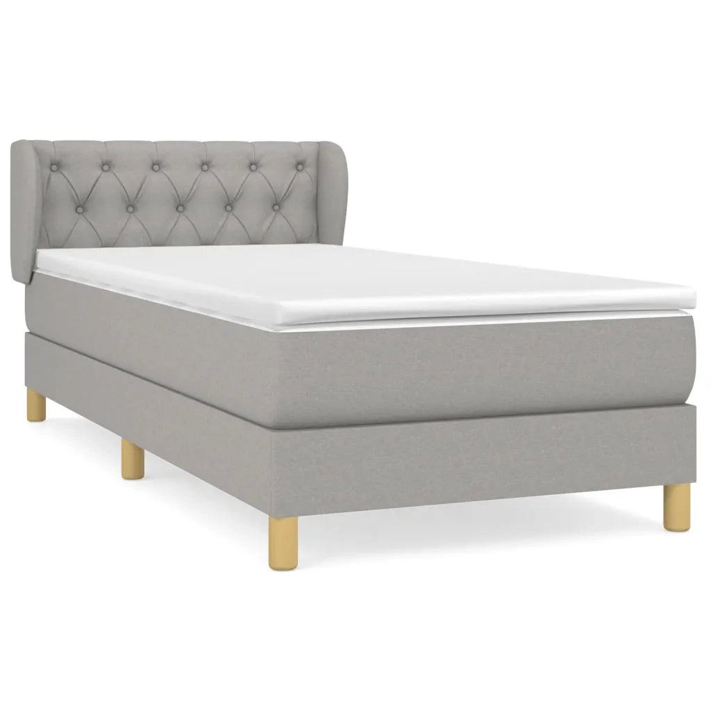Letto singolo | Letto per adulti | Giroletto a Molle con Materasso Grigio Chiaro 80x200 cm Tessuto
