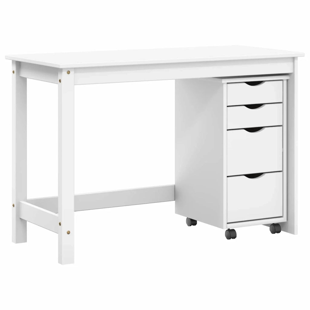 Set Scrivania | Tavolo da Ufficio e mobiletto su ruote MOSS 2 pz Bianco