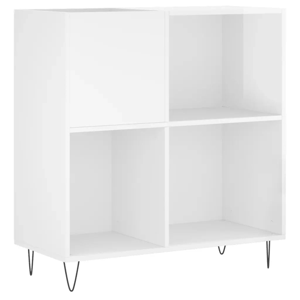 Mobile Porta Dischi Bianco Lucido 84,5x38x89 Legno Multistrato 831774