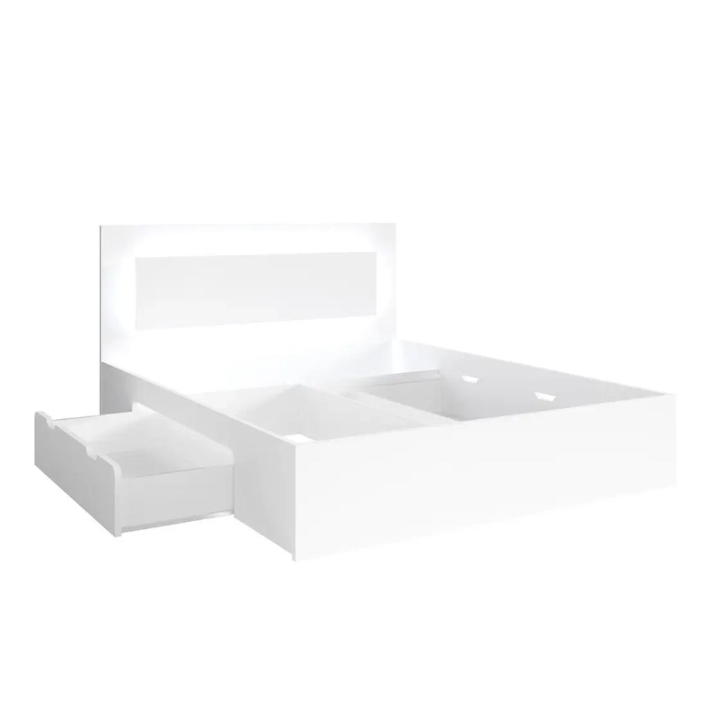Letto NOFI 180 x 200 cm con doghe e 2 cassetti contenitore - bianco