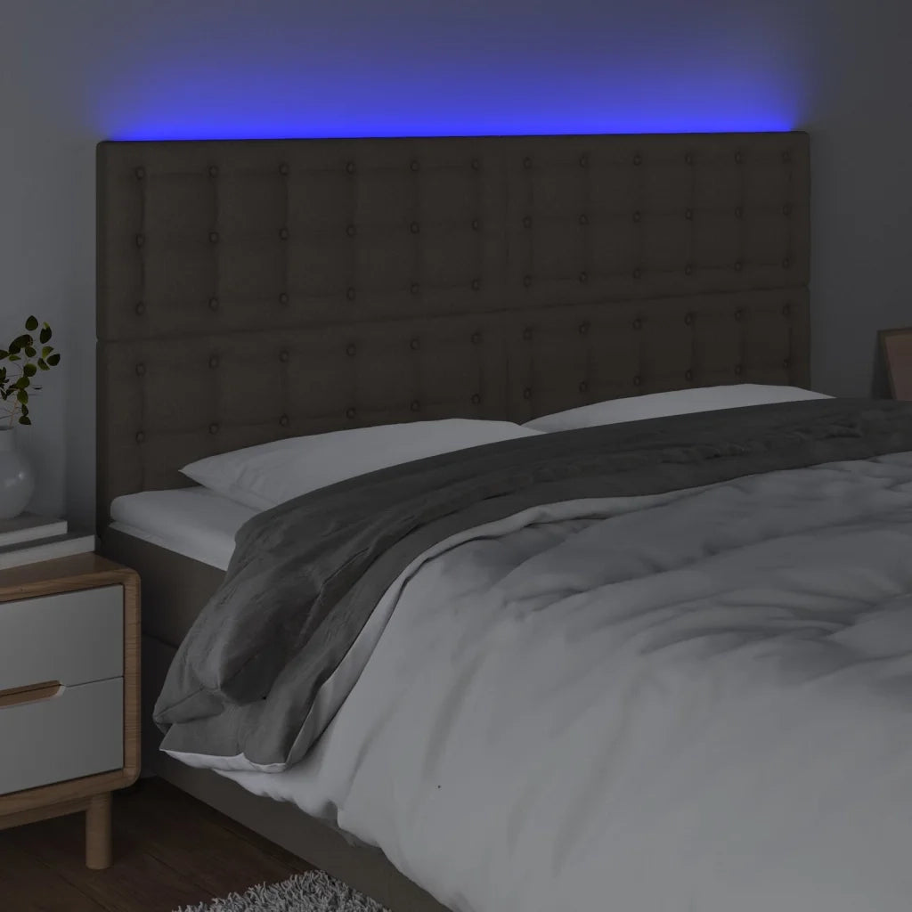 Testiera a LED-Testata con LED Tortora 160x5x118/128 cm in Tessuto 778604