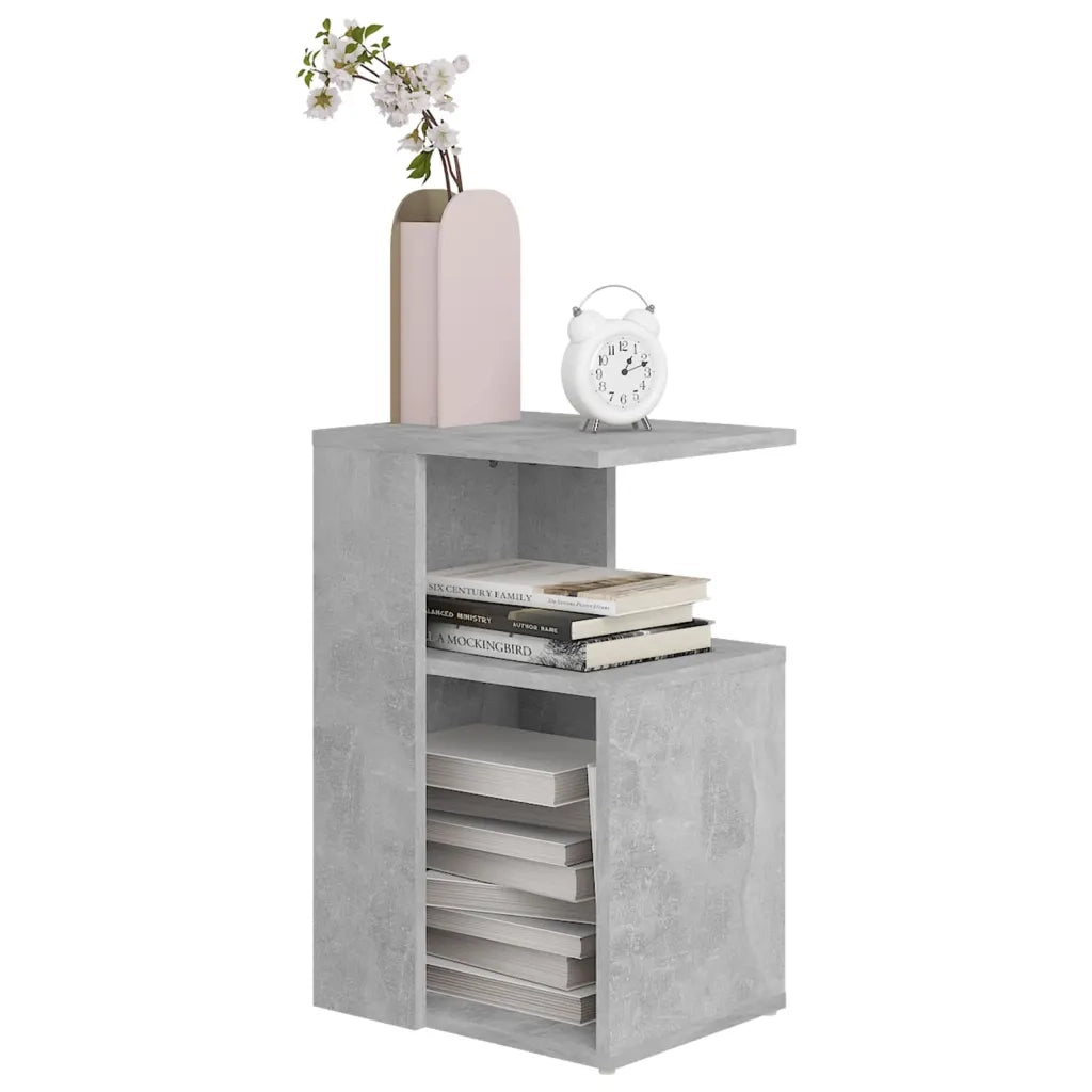 Tavolino Grigio Cemento 36x30x56 cm in Legno Multistrato 802997