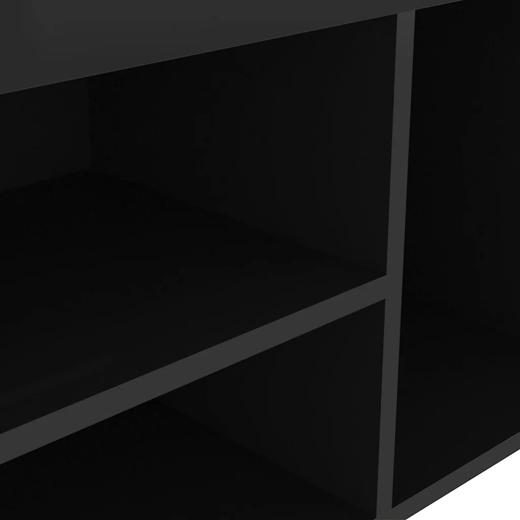 Panca Porta Scarpe Cuscino-Sgabello-Panca Scarpiera Nero Lucido 80x30x47cm Multistrato