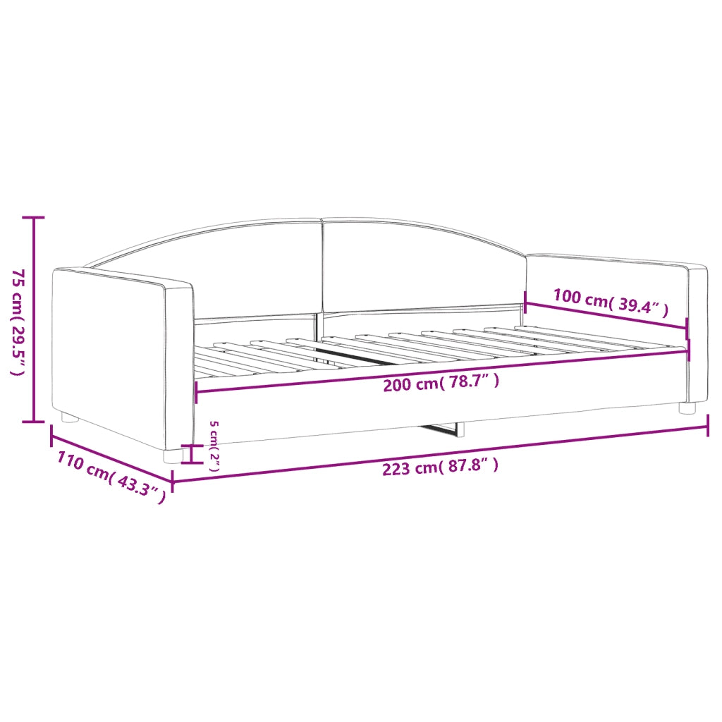 Letto da Giorno Grigio Scuro 100x200 cm in Tessuto 354117