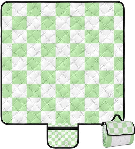 Picknickkleed acqua resistente 200x200cm, ombrellone da spiaggia portatile per esterno, senza sabbia con retro impermeabile, tappeto da spiaggia per 4-6 persone con maniglia, ombrello da campeggio per picknick, giardino, spiaggia - verde