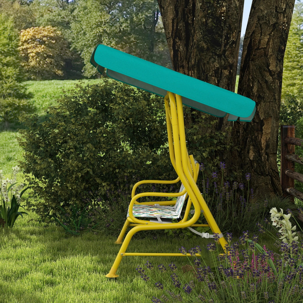 Altalena per bambini 2 posti con tetto regolabile ¨C zephmum ¨C Verde 112x75x120cm