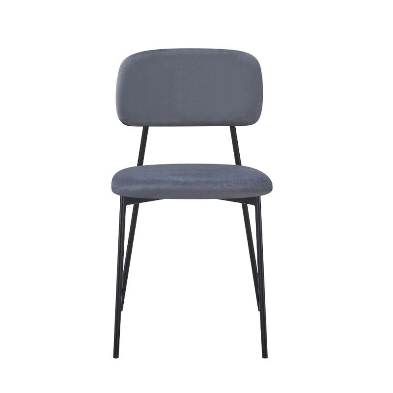 Sedia Shen in vellutino colore grigio e struttura in metallo nero set 4 pezzi