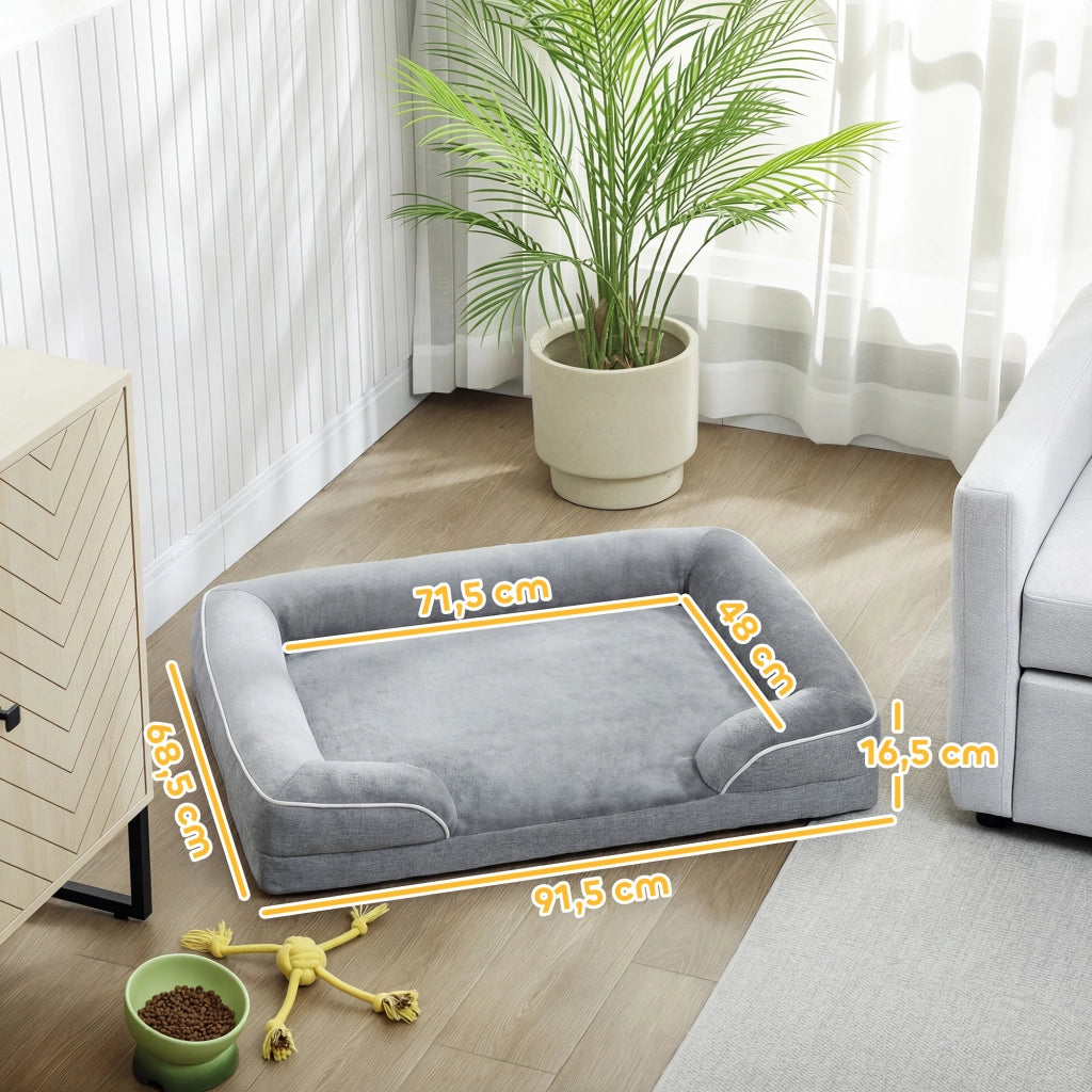 Cuccia per Cane e Gatto con Copertura Lavabile ¨C zephmum ¨C Grigio 91.5x68.5x16.5 cm