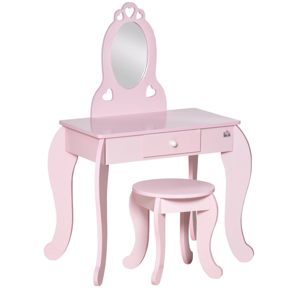 Tocador per Bambini con Specchio e Cassetto ¨C Minimal ¨C Rosa 60x36x88 cm